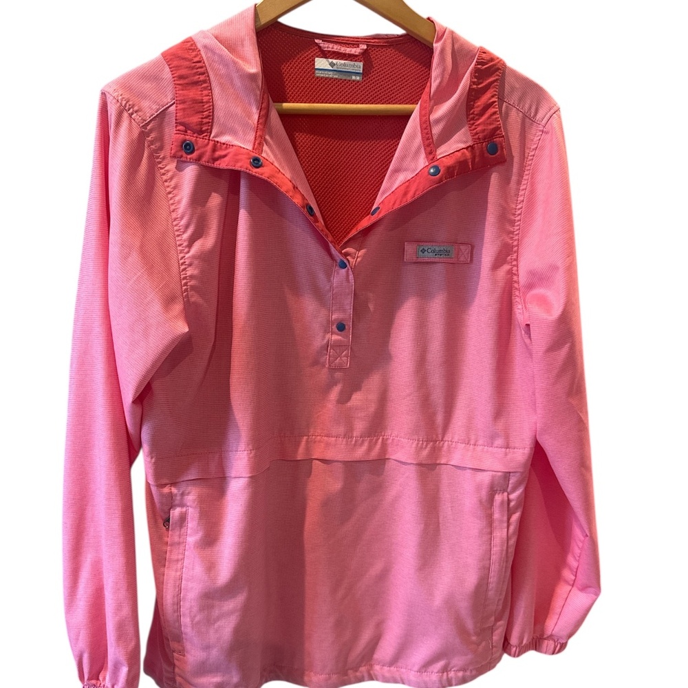Columbia PFG Pink Lightweight Snap Crystal Springs Hoodie Pullover Vented Size M